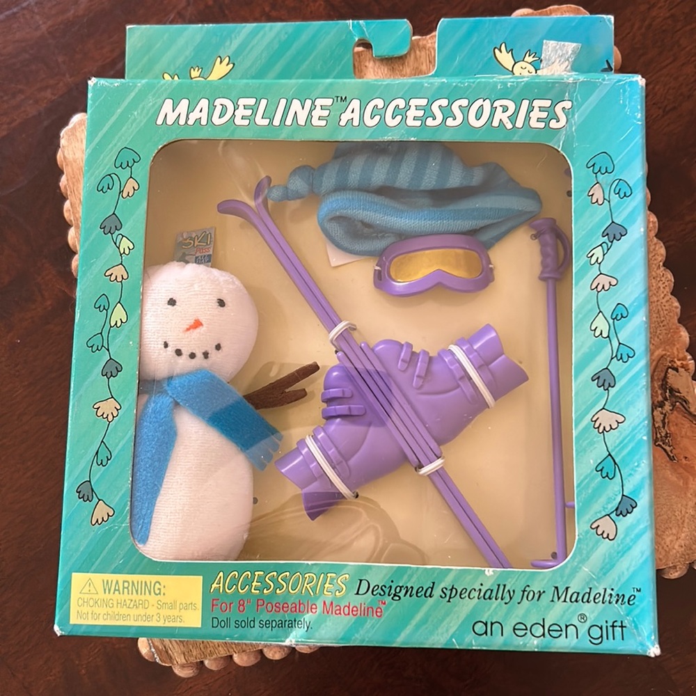 Vintage 1998 Madeline Accessories Snowman and Ski with Madeline & Friends NIB